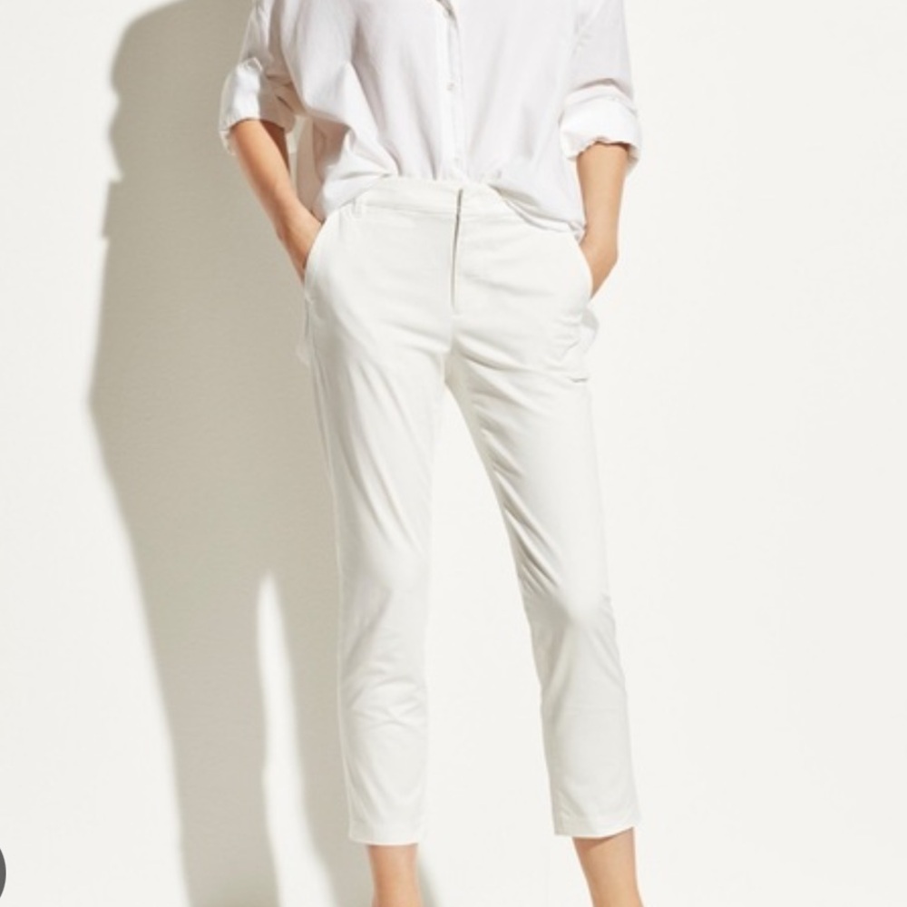 VINCE White Cropped Chino Trouser Pants Women's Size 4 Retail $225